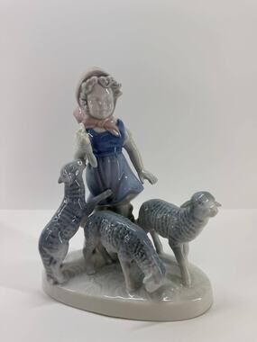 Vintage Gerold Porzellan Bavaria Shepherdess Sheep Porcelain Figurine 7512